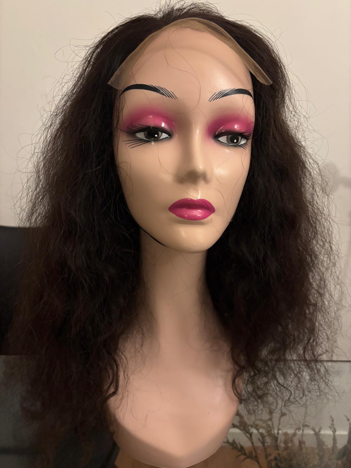 perruque natural curly 20' closure 5*5